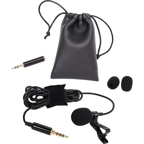 Pro Lavalier Lapel Microphone Omnidirectional Handsfree w/ 3 Mic Cover for Phone PC Interview Meeting Podcast