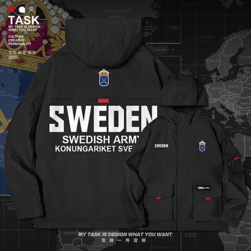 Sweden Sverige Swedish Swede SE SWE men jacket hooded Land Force logo army fan printed mens top casual fashion clothes autumn