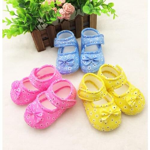 Summer Autumn Kids Shoes Baby Bowknot Printing Newborn Cloth Toddler Shoes Prewalker Footwear Breathable Soft Children Shoes
