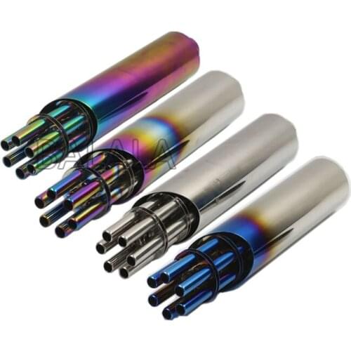 Universal Motorcycle Muffler Stainless Steel Exhaust Pipe Gatling Gun Style Fit for Street Bike Atv Scooter Dirt Pit Bike