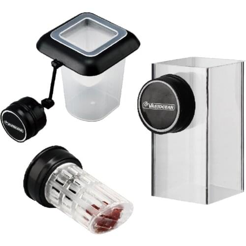 VASTOCEAN Aquarium Frozen Red Worm Cup Magnetic Feeder Red Nematode Fixed-point Feeder Tube For 15mm Thickness