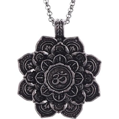 Pagan Spiritual Jewelry Chain Necklace Pendant Supernatural Amulet Protection Witcher Wicca Hindu Ritual Talisman Medallion OM