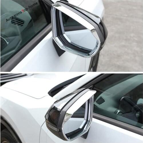 Yimaautotrims Rearview Mirror Rain Eyebrow Shade Rainproof Blades Cover Trim Fit For Audi Q2 2017 - 2020 Chromium Styling