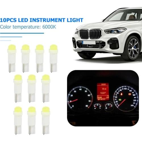 10pcs T5 3D COB LED Car Auto Interior Instrument Panel Lamp Reading Light Bulbs Life 50,000 Hours Product Size 18*6*6mm