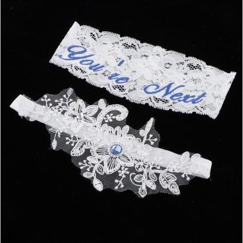 2 Pieces Elegant Lace Garter Bridal Leg Band Bridal Band with Embroidered