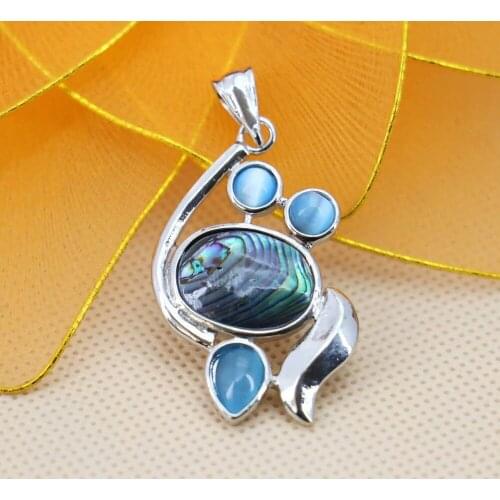 25*38mm Hot sale Geometry Natural Abalone seashells sea shells pendants short necklace making jewelry crafts women girls gifts