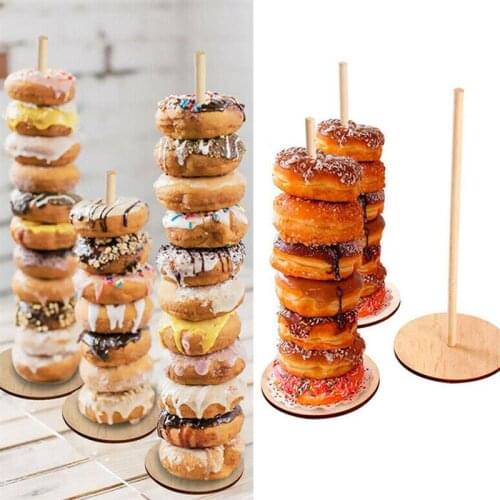 3pcs Wooden Donuts Stand Birthday Party Doughnut Rack Sweet Cart Stand Donut Display Holder Donuts Bar Favors