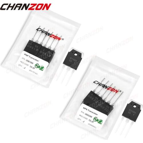 4pcs (2PCS 2SB1560 + 2PCS 2SD2390) TO-3P NPN PNP Transistor Kit Bipolar Junction BJT Triode Tube Fets DIY Integrated Circuits