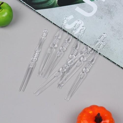 80pcs Mini Clear Transparent Disposable Forks For Party BBQ Sticks Picks Skewer Set Home Dining Food Cake Fruit Plastic Fork