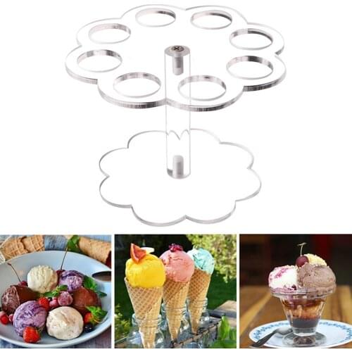 8 Holes DIY Detachable Ice Cream Cone Holder Transparent Party Home Display Graduation Stand Practical Kitchen Reusable Acrylic