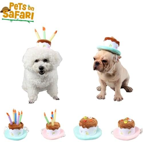 Pet Dog Hat Birthday Caps with Cake Candles Design Party Costume Cat Headwear Dog Accessories