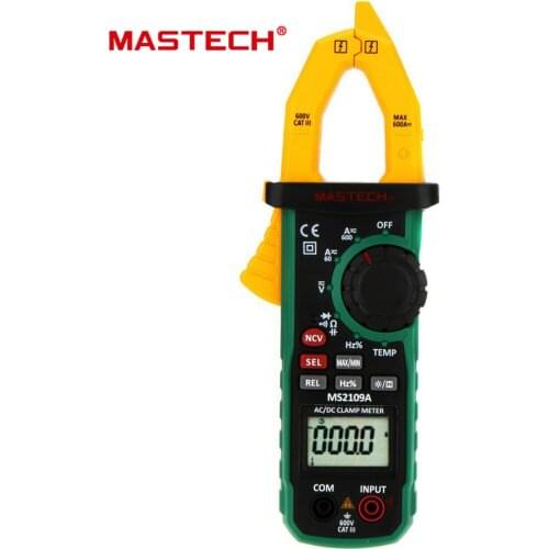 Mastech MS2109A Auto Range Digital AC DC Current Clamp Meter Multimeter HZ Temp Capacitance Tester with NCV Detector
