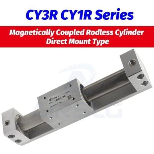 SMC type CY3R25 CY1R32 Magnetically Coupled Rodless Cylinder Direct Mount Type Bore 25 32mm stroke 100 - 500mm Built-in magnet