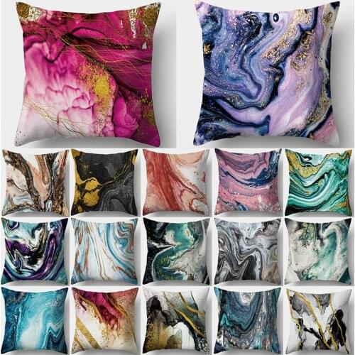 Marble Ocean Sea Pattern Polyester Throw Pillow Living Room Cushion Cover Home Decoration Sofa Decorative Pillowcase 45cmx45cm
