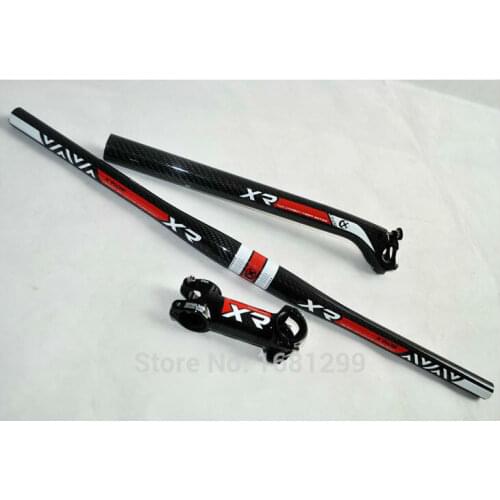 New XRIDE Mountain bike 3K full carbon Flat horizontal handlebar Road seatpost Alloy bicycle stem MTB bike parts sets Free ship
