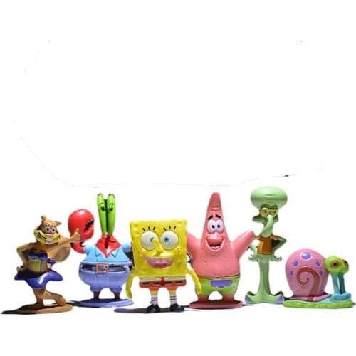 Sponge Bobs Square Pants Figure Doll Model Ornaments Student Teenagers Birthday Quality Deformation Gifts