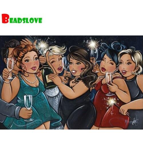Fat women drink wine Diamond Painting 5d Cross Stitch Diamond Embroidery Sale Handmade Home Decor Gift Needlework