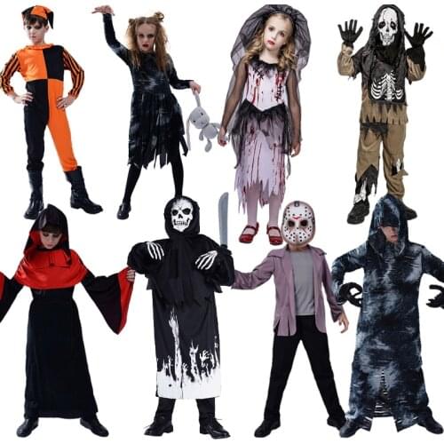Halloween Kid Ghost Bloody Bride Shirt Zombie Costume Cosplay Girls Boys Zombie Clothes Performance Child Purim Costume