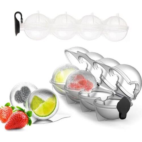 Round 4 Cavity Ice Mould Ice Ball Maker DIY Ice Cream Mold Plastic Whiskey Ice Cube Tray Bar Accessories Tool Form for ice