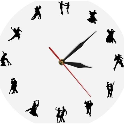 Latin Couple Dancers Wall Decor Ballroom Dancers Minimalist Design Wall Clock Dancing Studio Social Dancing Modern Wall Clock