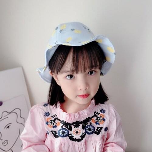 Summer Girls Sun Hat Cotton Baby Hat Fruit Infant Child Sun Cap Baby Bucket Hats Toddler Girls Brim Sunscreen Beach Cap