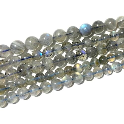 LUOMANXIARI Gray Moonstone Blue Light Round Stone Beads AA 100% Natural Color For Jewelry Making DIY Bracelet 5/6/7/8/10MM 15