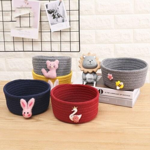 Small Laundry Basket Cotton Rope Storage Basket for Flowers Woven Finishing Box Nordic Home Organizer Thread Basket Wicker