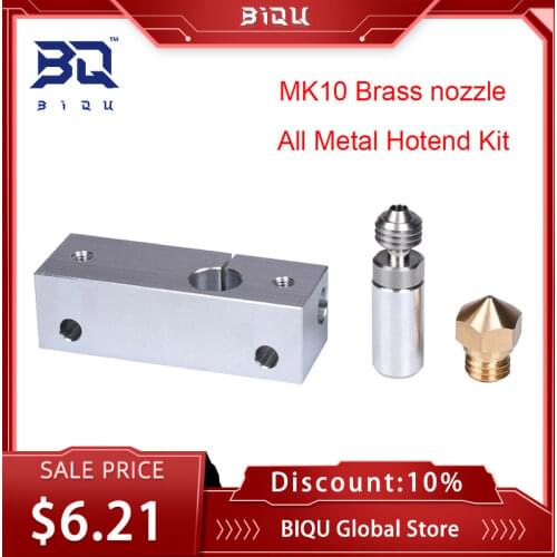 Micro Swiss MK10 All Metal Hotend Kit MK10 Brass Nozzle Heatsink Block Throat with SLOTTED Cooling Block 3D Printer Parts
