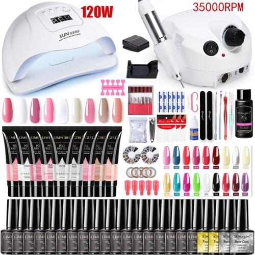 Manicure set for Nail Extensions Gel Nail Polish Set Quick Building Polygels Set With UV LED Nail Lamp Nail Set Tools Set