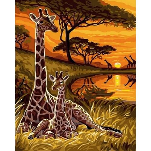 Frameless painting by numbers animals wall decor diy picture oil painting on canvas for home decor 4050cm giraffe