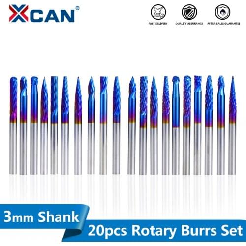 XCAN 1set Tungsten Carbide Rotary Burrs Set For Dremel Tools 3x3mm Wood Metalworking Bit Rotary Files