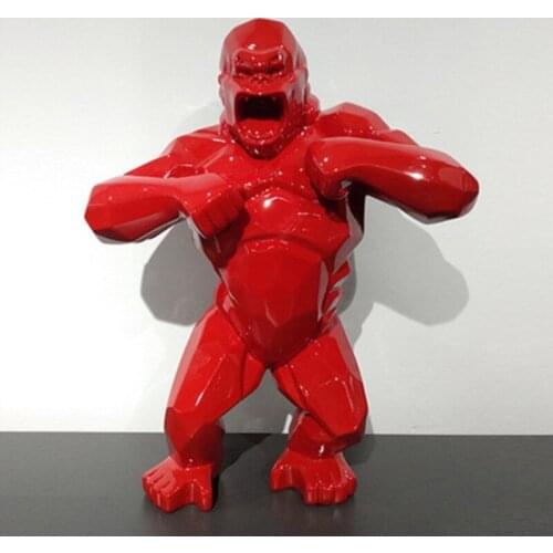 HUGE MONKEY KING KONG LIVING ROOM DECORATION GORILLA SCULPTURE GEOMETRIC FRP MODERN STATUE BIRTHDAY PRESENT