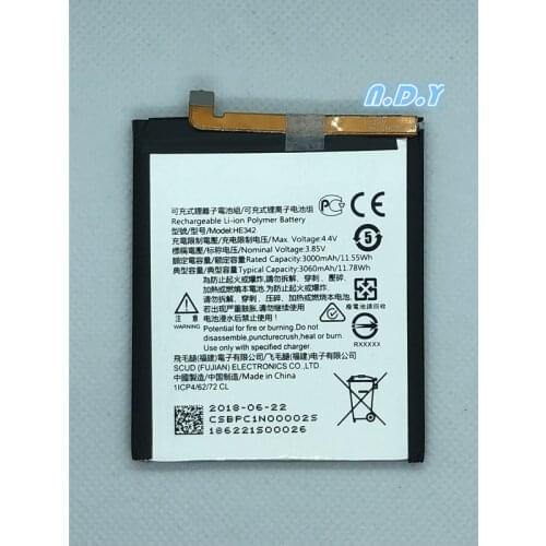 Original HE342 3060mAh Battery For Nokia X6 2018 6.1 Plus TA-1099 HE 342 Batteries Bateria