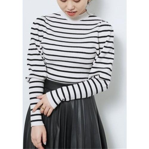 Japan Style Fall Stretchy Slim Knitted Pullovers 2021 New Long Sleeve Mock Neck Skinny Sweater Woman All Amtch Elegant Jumpers