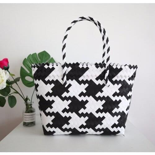 Beach Bags Handmade Woven Straw Women Tote Hollow Out Basket Bag Woman Handbags Open Bucket Shopping Bag multiple colour