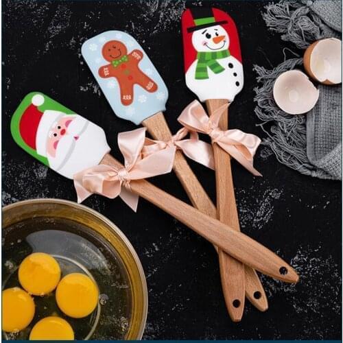 Christmas Silicone Spatula Santa Cream Butter Cake Spatula Mixing Batter Scraper Brush Butter Mixer Cake Brushes Baking Tool