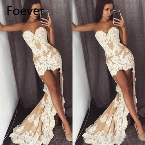 Sexy Hi Lo Lace Mermaid Prom Dresses 2019 Sweetheart Front Short Back Long Plus Size Evening Occasion Party Wears Dress