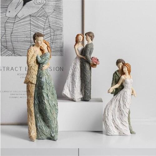 Nordic Resin Simple Couple Character Handicraft Newlywed Gift Home Creative Portrait Figurine Crafts Birthday Wedding Decoration