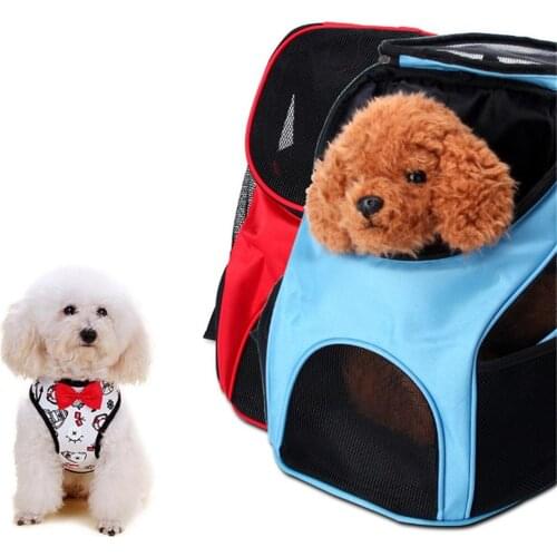 Small Pet Carrier Bag Outdoor Travel Cat Carring Double Shoulder Bags Portable Zipper Breathable Mesh Puppy Backpack