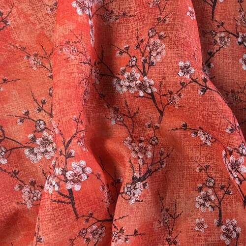 Natural Ramie fabric digital printing tissus High-end clothing dresses and gowns patchwork