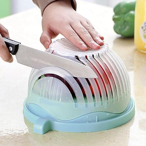 Creative Salad Cutting Bowl Vegetable Fruit Vegetable Drain Cutting Bowl Salad Bowl Cutter Salad Cooking Kitchen Accessories