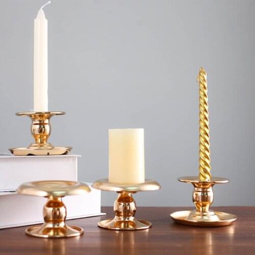 Iron Gold Plated Candle Base Holder Pillar Candlestick Stand For Electronic Candles Tapers Christmas Wedding Party Home Decor
