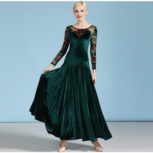 New style long-sleeved modern dance skirt dress national standard dance costume women ballroom waltz dress
