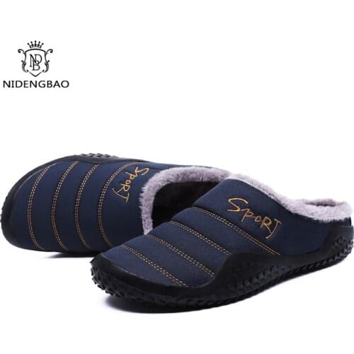 Winter Men Slippers Plush Men Slipper Fleece Warm Fur Thicken Cotton-Padded Home Slipper Indoor Flat Shoe Big Size Footwear крок