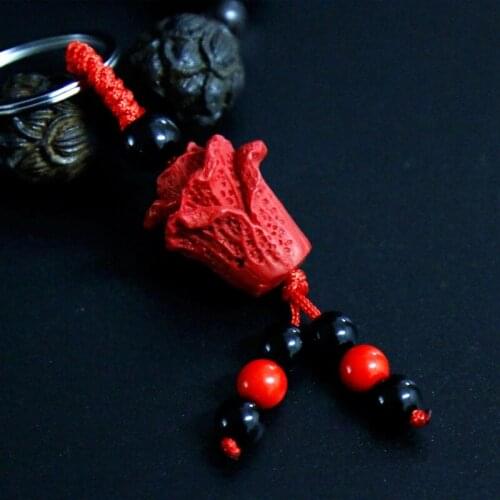 1 Pcs Cinnabar Pendant Carving Process Lucky and Evil Keychain Pendant car interior jewelry pendant car decoration accessories