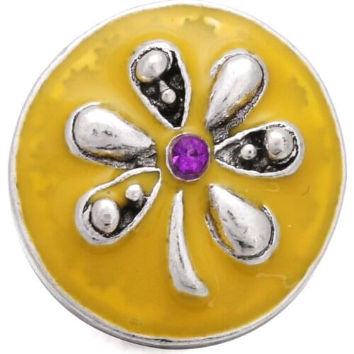 10pcs/lot New DIY Snap Jewelry Oil Painting Flower Snap Buttons Fit Metal 18mm Snap Button Bracelet Bangle for Women Girls Gift