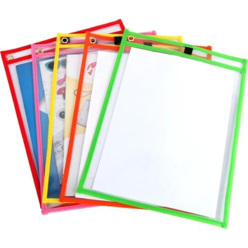 10Pcs Colorful Rewritable A4 Transparent File Pockets Early Education Supplies Rewritable A4 Transparent File Pockets Education