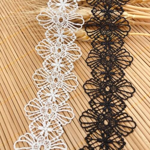 2Yards Water Soluble Lace Venise White Black Lace Trim for Wedding Bridal and Garment Decoration 4cm Free Shipping