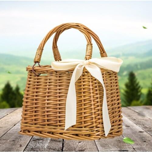 2021 Portable Small Square Handbag Straw Rattan Bags Casual Female Messenger Bag Hand-Woven Shoulder Bag