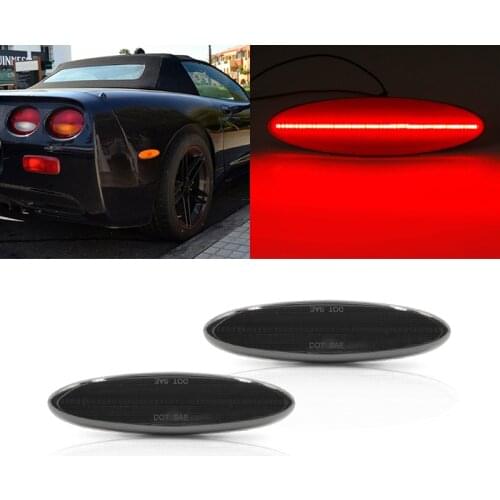 2x Smoked Lens Rear Red Led Side Marker Lights For Chevrolet Corvette C5 1997-2004 Replace OEM: 16523536,16524722